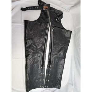 DEEP Pocket Motorcycle Leather Chaps Size S Street & Steel Black‎ Very Nice!